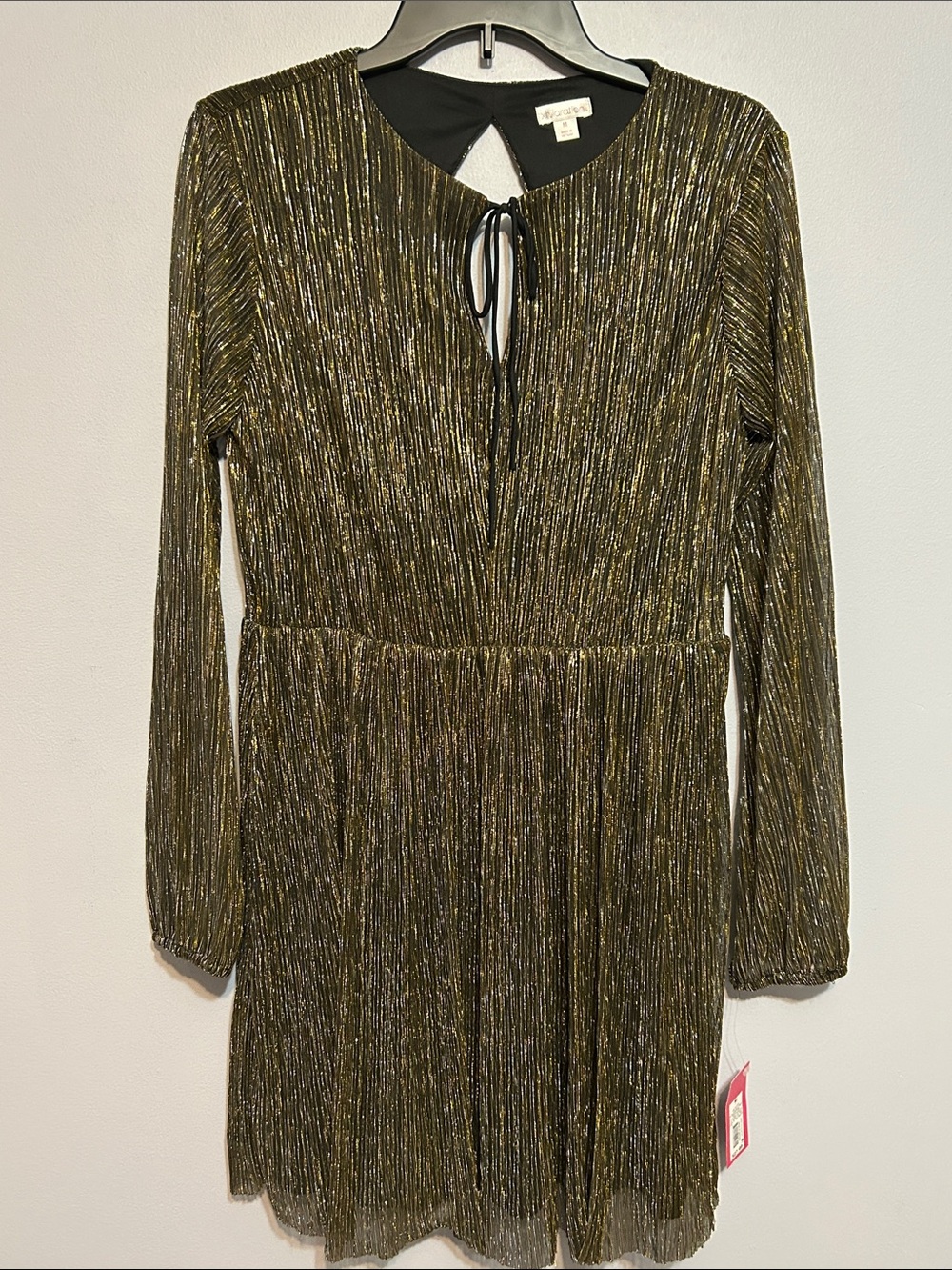 Xhilaration Gold & Silver Shimmer Dress with Back Cut Outs & Keyhole Tie Front